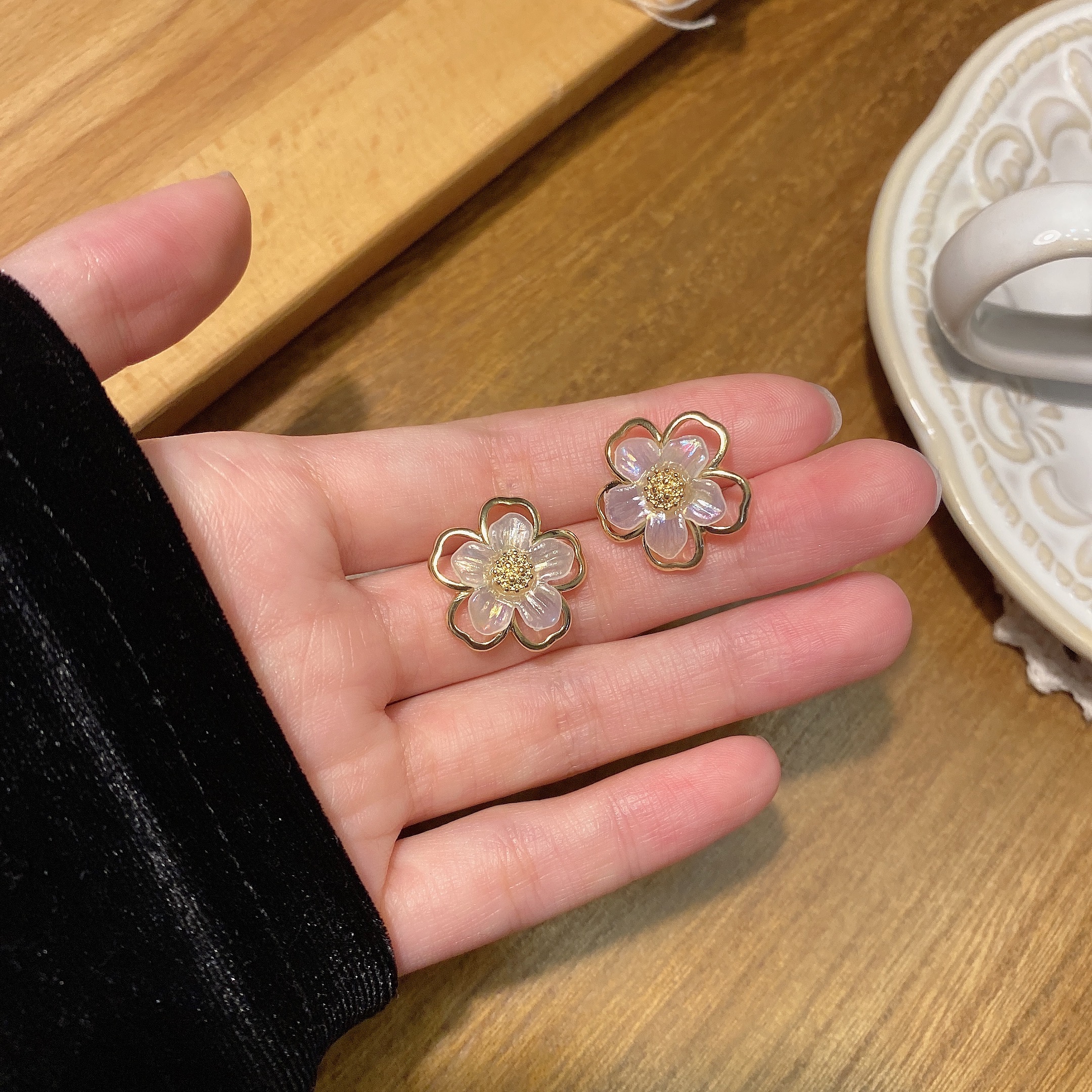合金耳饰 74号立体花朵超仙精致耳环设计网红复古高级法式c-580