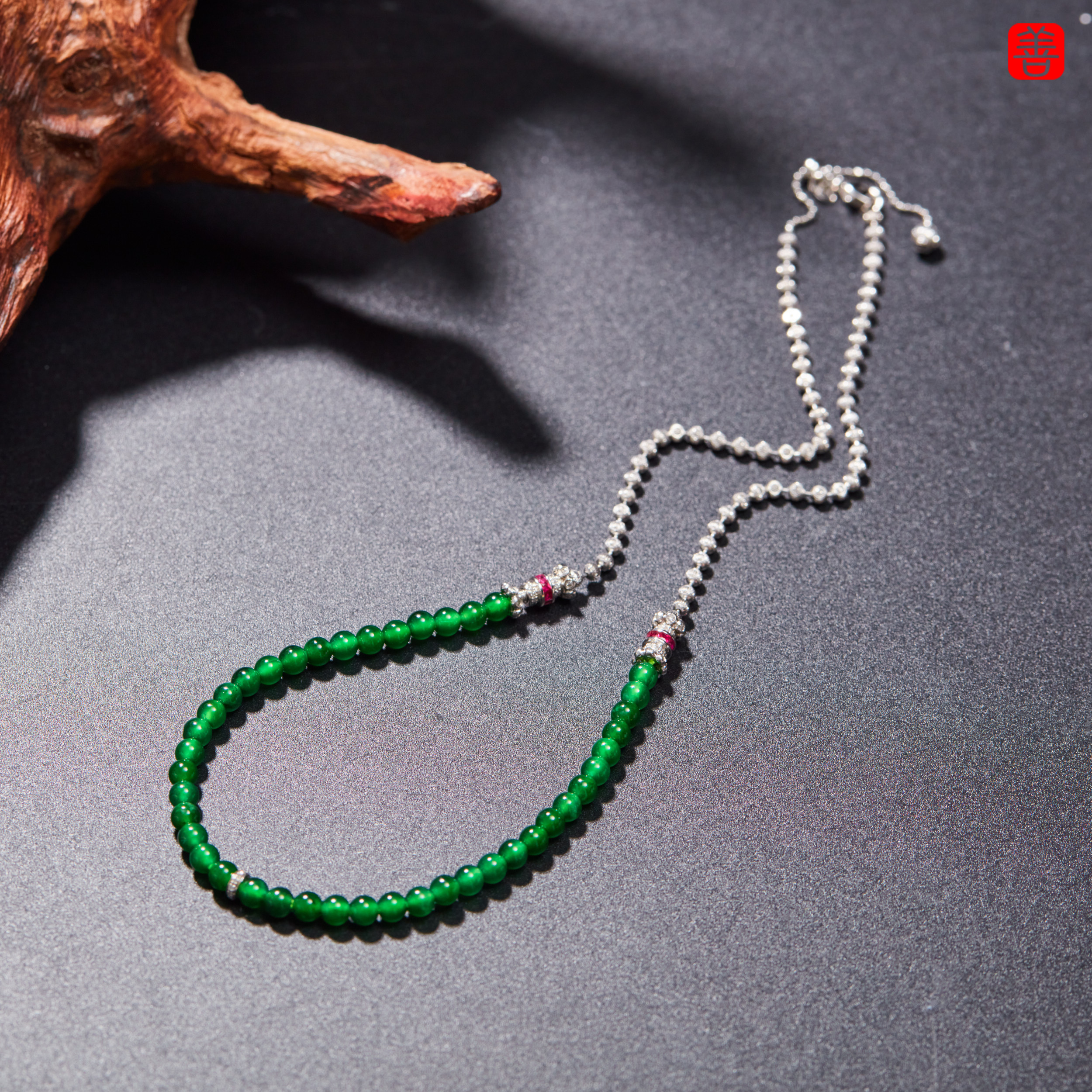 【思嘉】林息岛丨18K翡翠圆珠项链多样性发一#SJC14300018k