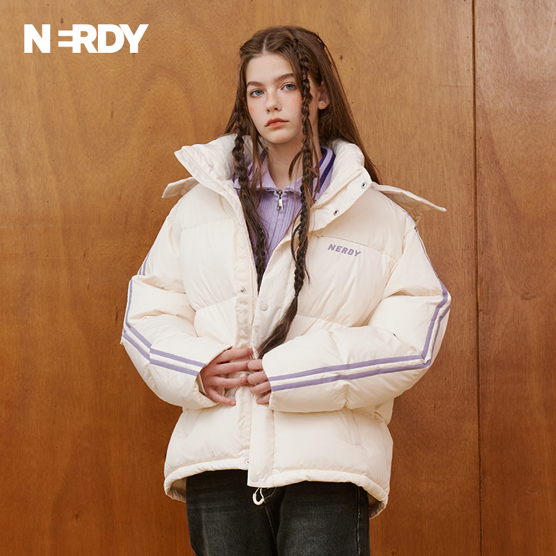 NERDY2023秋冬新品NY系列双杠长短款连帽羽绒服宽松热力感穿搭