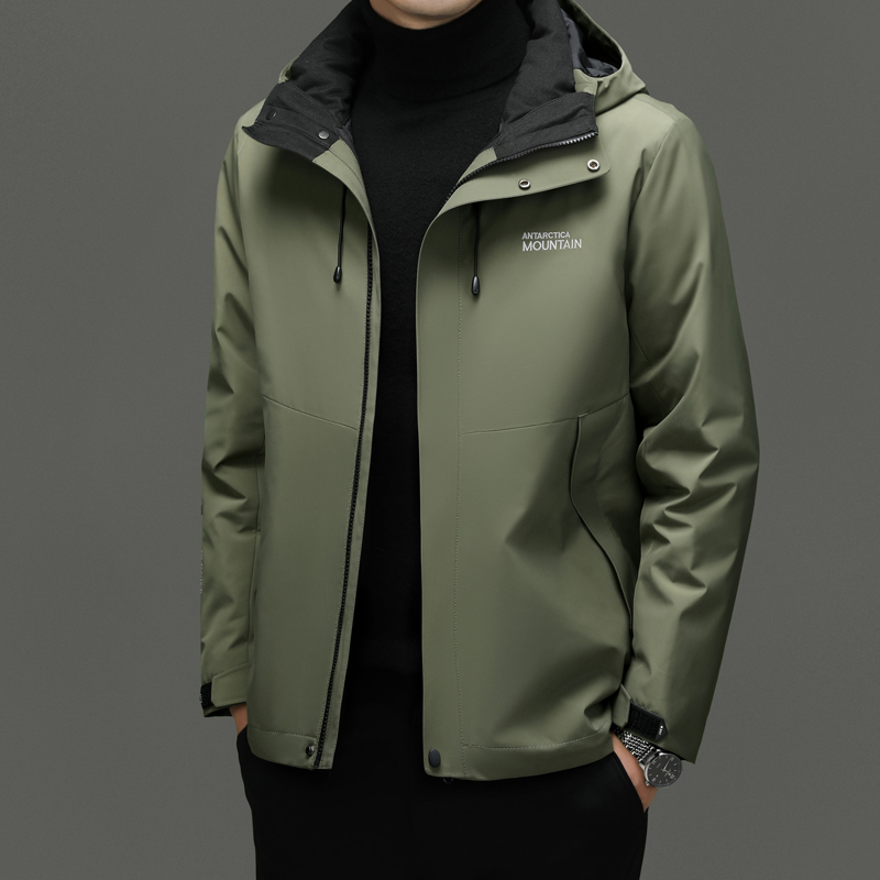 波司丶登户外三合一羽绒冲锋服男款三防可拆卸内胆保暖运动外套潮