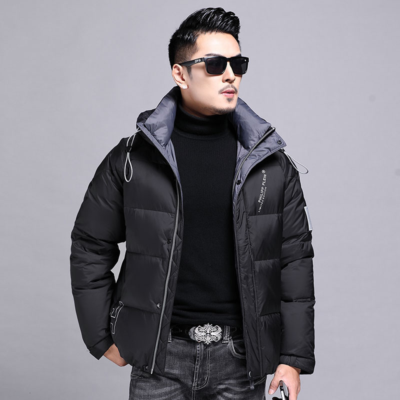 波司丶登高端鹅绒羽绒服男短款加厚2023新款冬装男士连帽潮流外套
