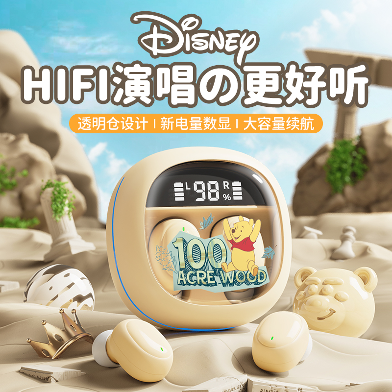 Disney/迪士尼2024新款真无线蓝牙耳机高音质运动降噪入耳式通用