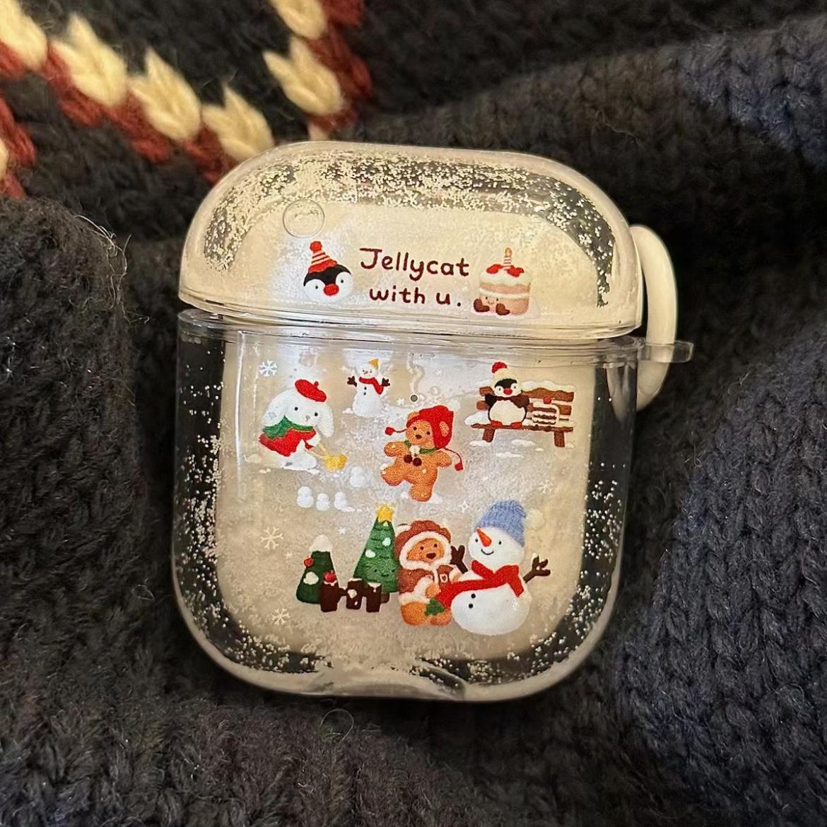 ins日韩可爱流沙雪人适用苹果airpods2/3pro保护套少女雪花耳机壳