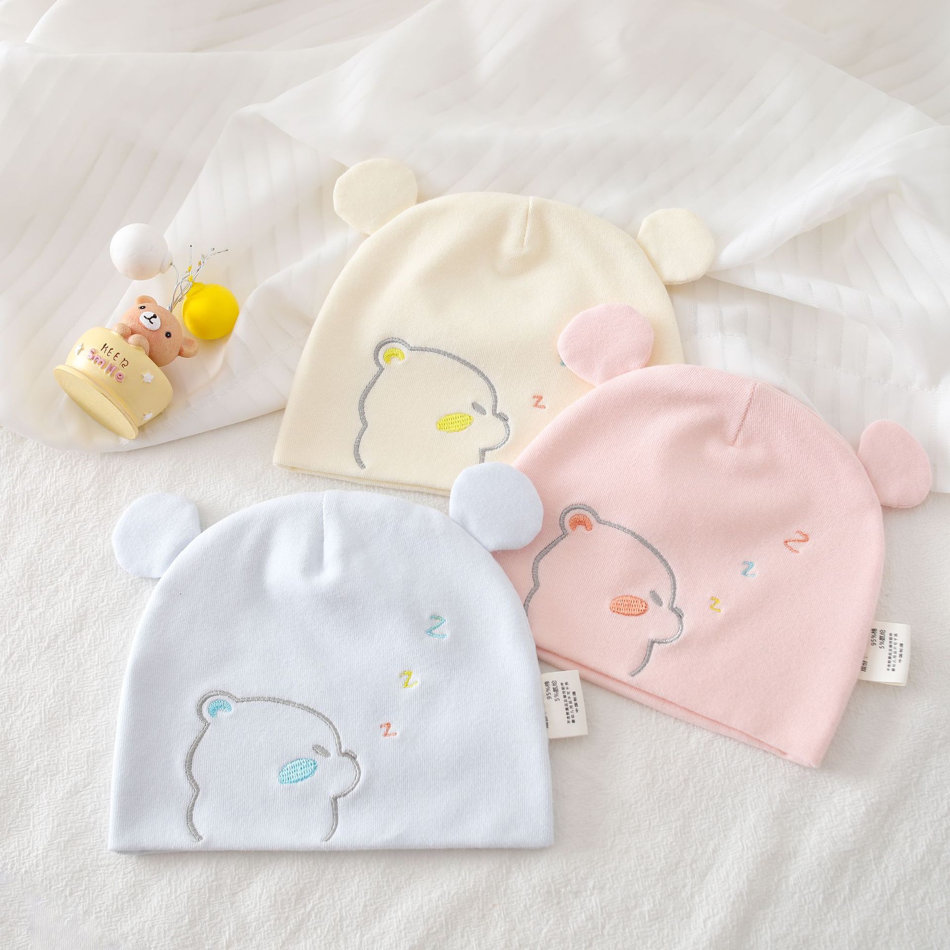 婴儿胎帽0-3个月新生儿月子帽宝宝出产房双层护头卤帽儿童护头帽