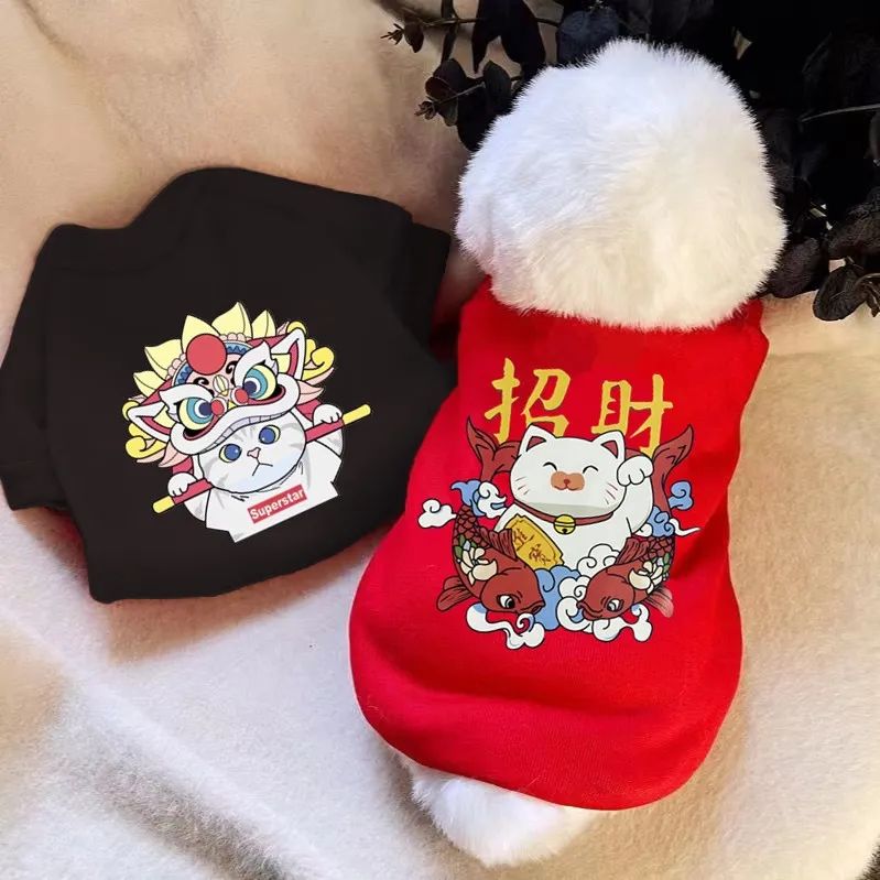 2024新款宠物衣服喜庆猫咪狗狗秋冬款泰迪法斗小型幼犬比熊柯基