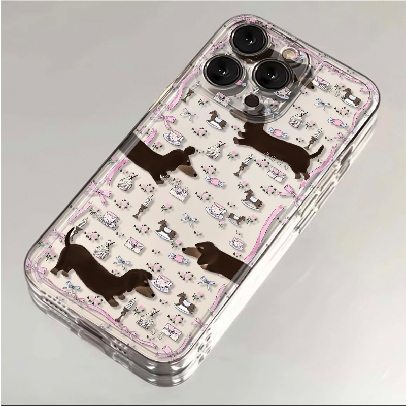 碎花腊肠狗苹果oppo小米vivo华为iPhone15手机壳14promax太空13软