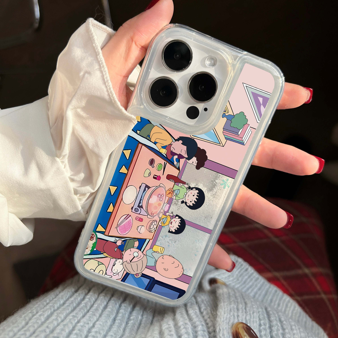 流沙雪花小丸子一家苹果14/15手机壳女生iPhone13promax12卡通