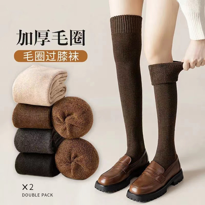 过膝袜子女高筒袜秋冬季加绒加厚保暖jk大腿长袜冬天护膝盖长筒袜