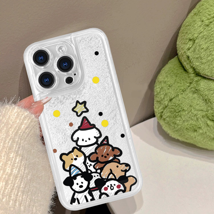适用iphone15星星小狗14创意13保护套12网红女款11透明流沙壳潮流