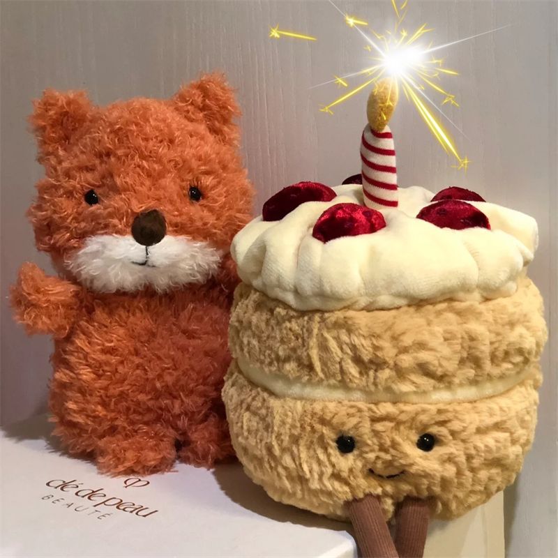 毛绒可爱玩偶生日蛋糕小抱枕会唱歌毛绒玩具趣味搞怪生日玩偶礼物