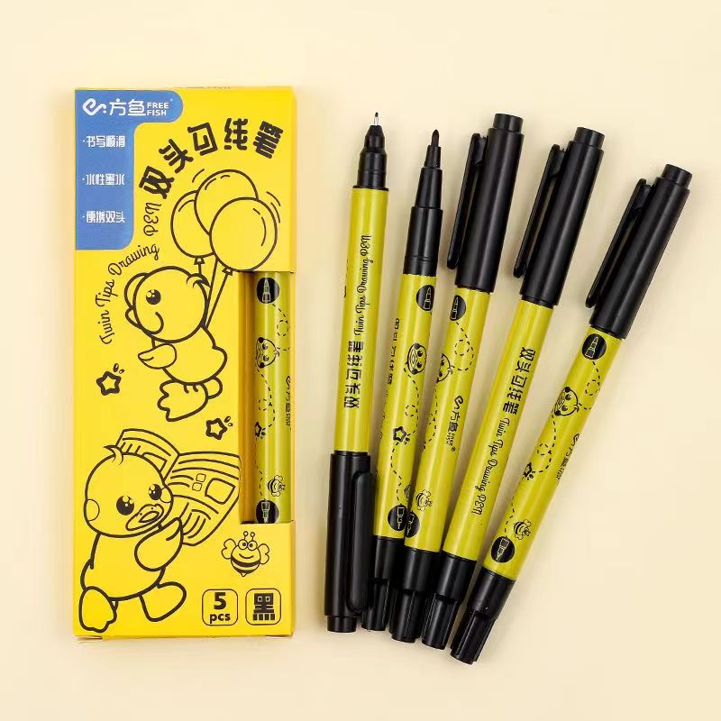 方鱼双头勾线笔10盒