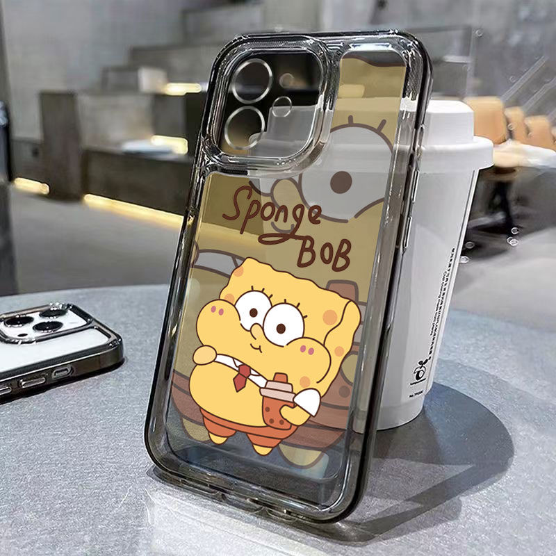 苹果15promax情侣海绵宝宝手机壳iPhone14plus透明全包13pro软壳