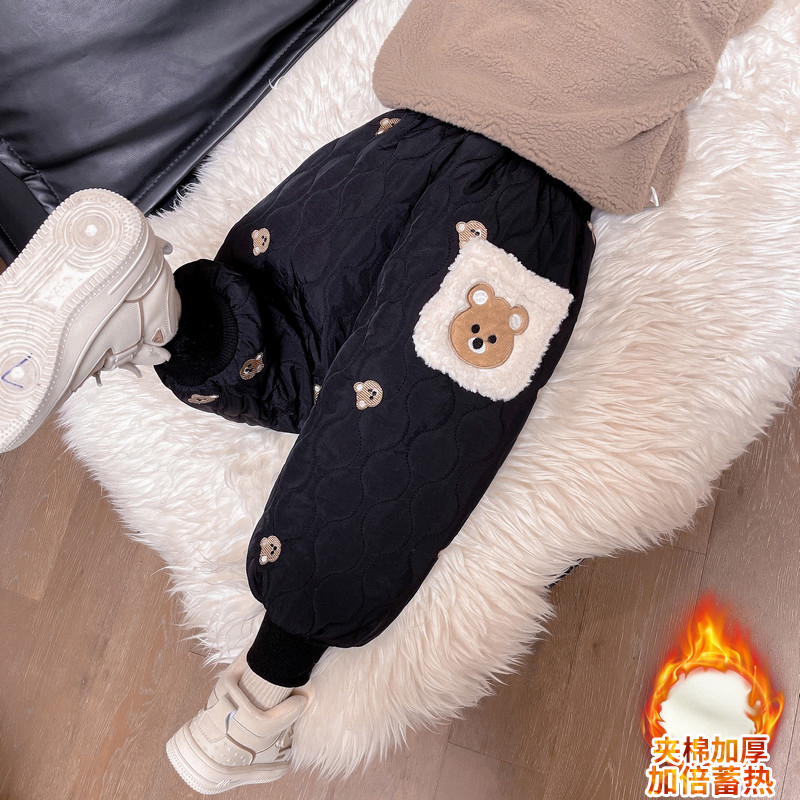 儿童加厚棉裤冬装2023新款时尚女童加绒休闲裤小童女宝宝冬季裤子