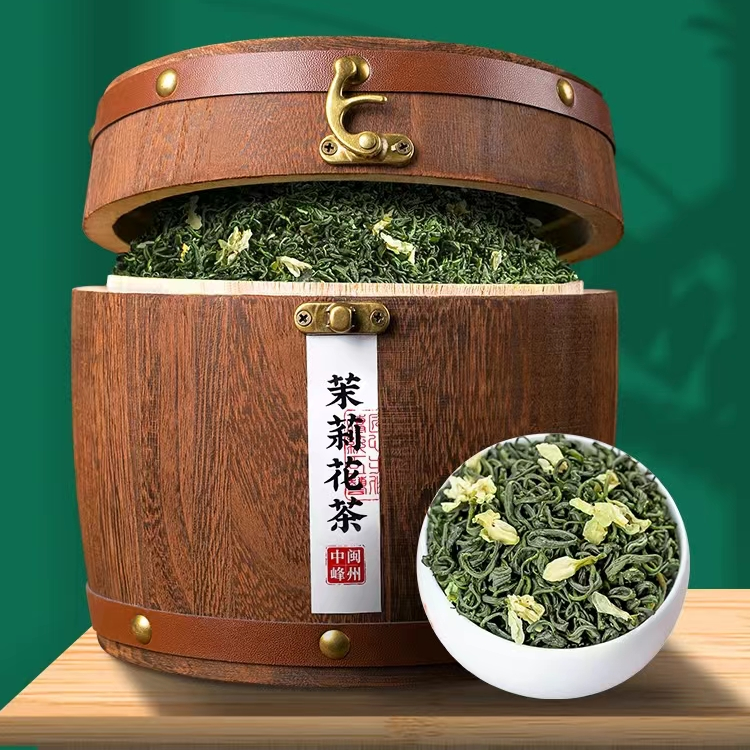 茉莉花茶茉莉绿茶浓香型2023高山新茶叶散装木桶礼盒装350g