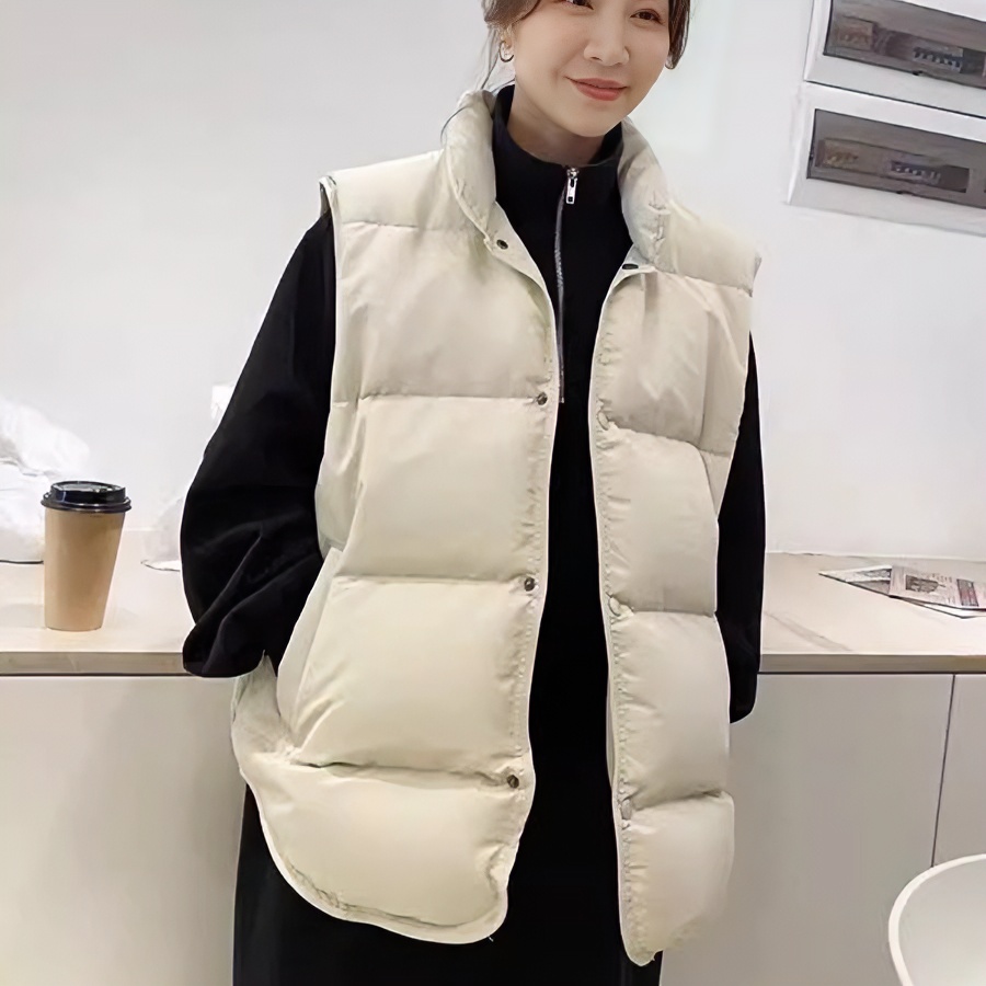 葛絮韩版马甲女秋冬装新款坎肩百搭外穿背心宽松白鸭绒马夹外套潮