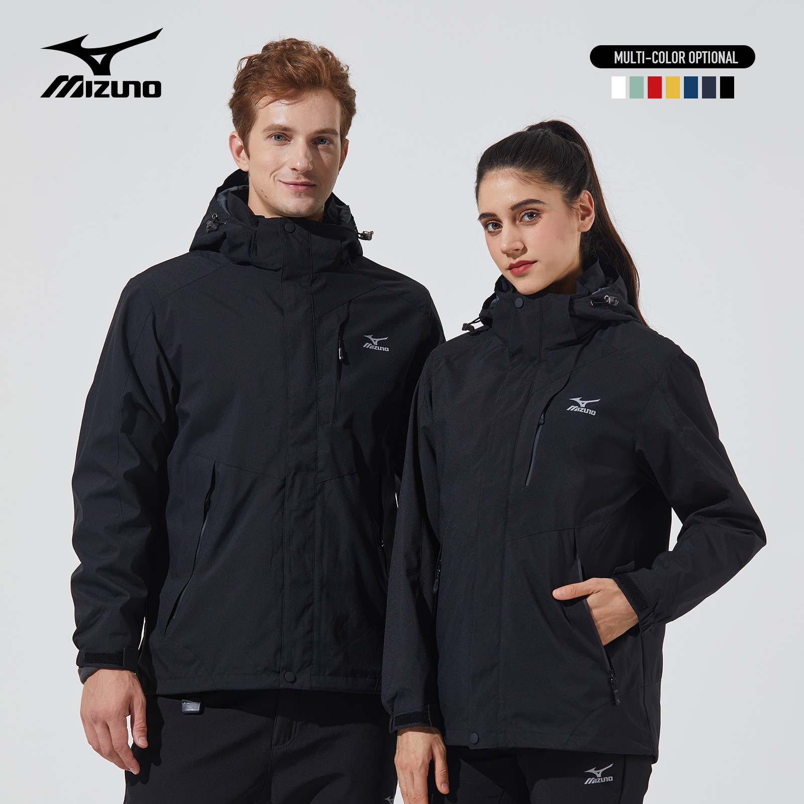 Mizuno/美津浓三合一滑雪户外休闲外套男透气情侣软壳冲锋登山男