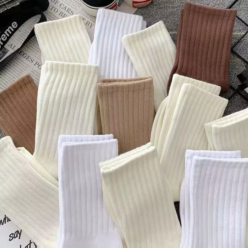 诸暨袜子女款中筒春夏款ins潮百搭纯色长筒运动情侣长袜女高颜值