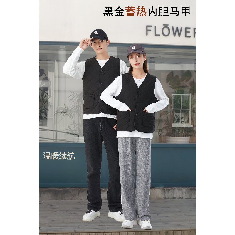 秋冬款男女黑金蓄热纽扣情侣款绵羊毛马甲#263