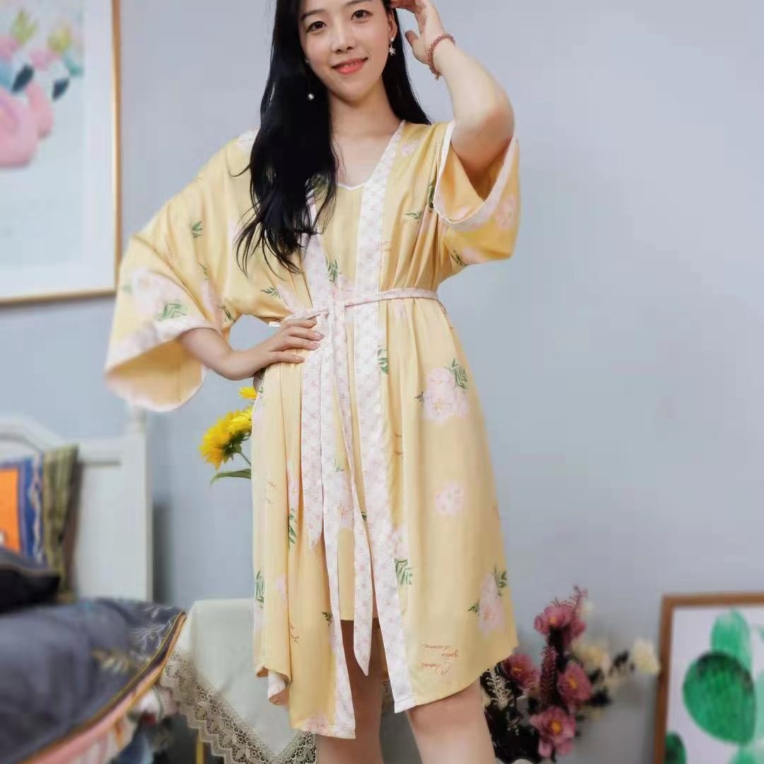 HX夏季吊带提花睡裙两件套《6694-2》