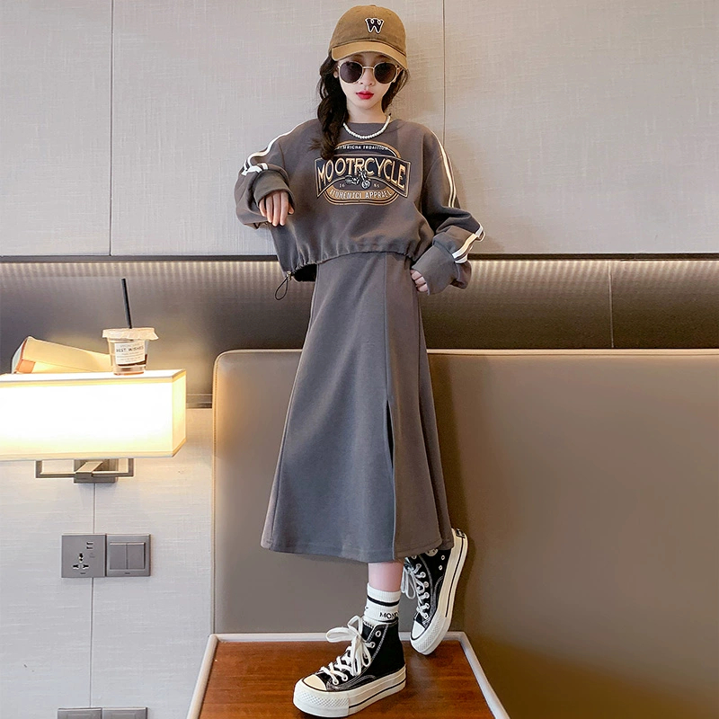 女童连衣裙套装春秋装2024新款洋气儿童时髦秋季套裙网红女孩裙子