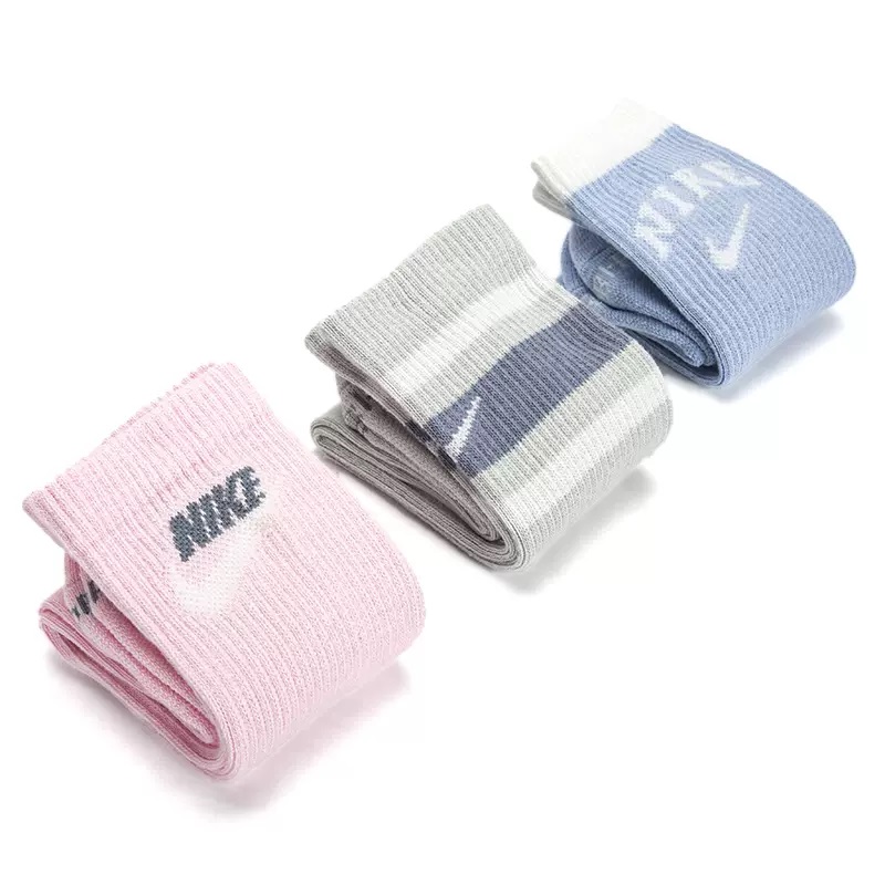 Nike耐克男女袜健身训练运动袜三双装毛巾底休闲中筒袜DX7665-902