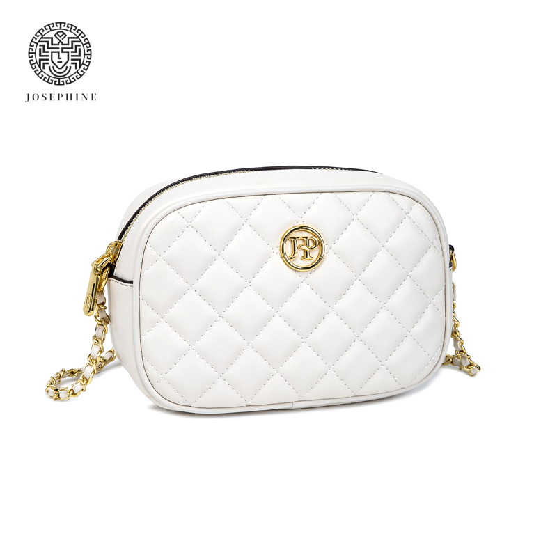 Josephine/约瑟芬小香风时尚百搭女士单肩相机包菱格黑色休闲肩包