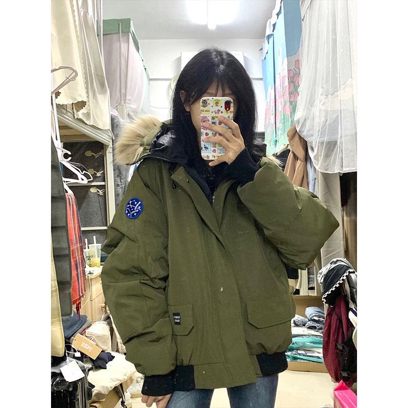 毛领连帽棉衣棉服女冬季设计感小众高级感夹棉加厚派克服棉袄外套