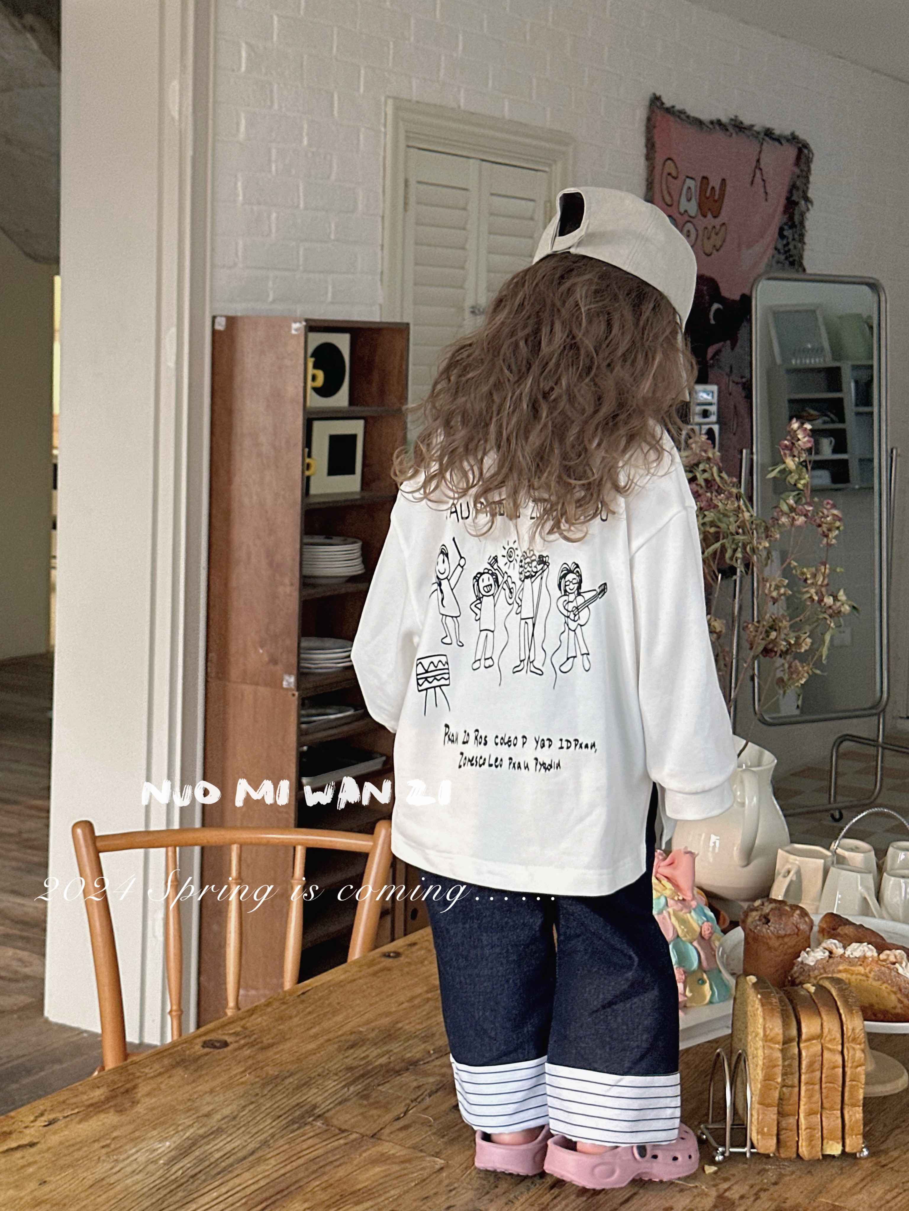 儿童韩版百搭纯色裤腿条纹拼接牛仔裤（春款） WZJ（L）-815-糯米丸子