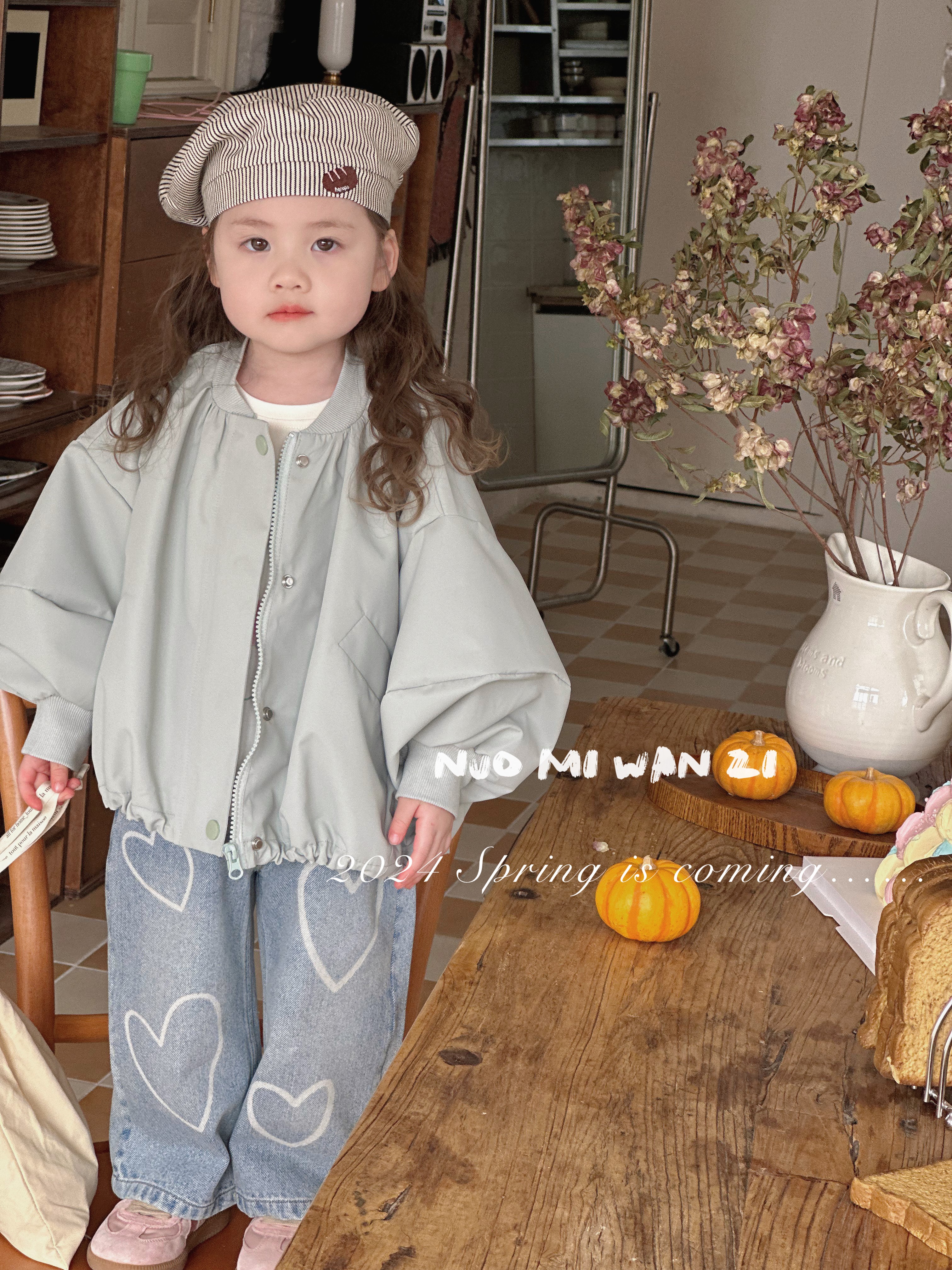 儿童韩版百搭纯色爱心牛仔裤（春款） WZJ（L）-801-糯米丸子