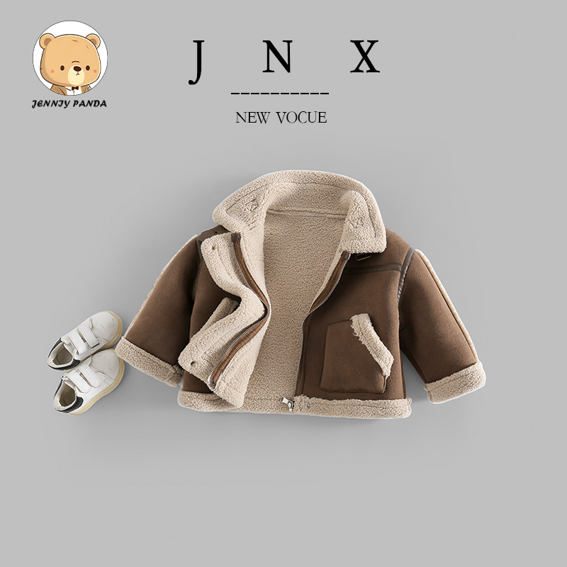 【顺丰包邮】简尼熊  儿童加绒翻领夹克 JNXD3010
