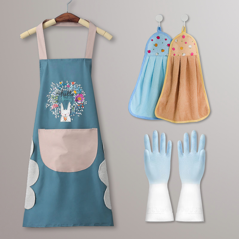 【A姐宠粉】厨房五件套小兔围裙防水防油家用厨房女时尚上班工作服