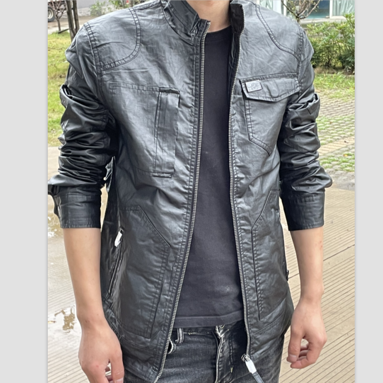 Y飞行员涂层夹克男新款潮牌休闲上衣外套男全黑短款外套立领WT012
