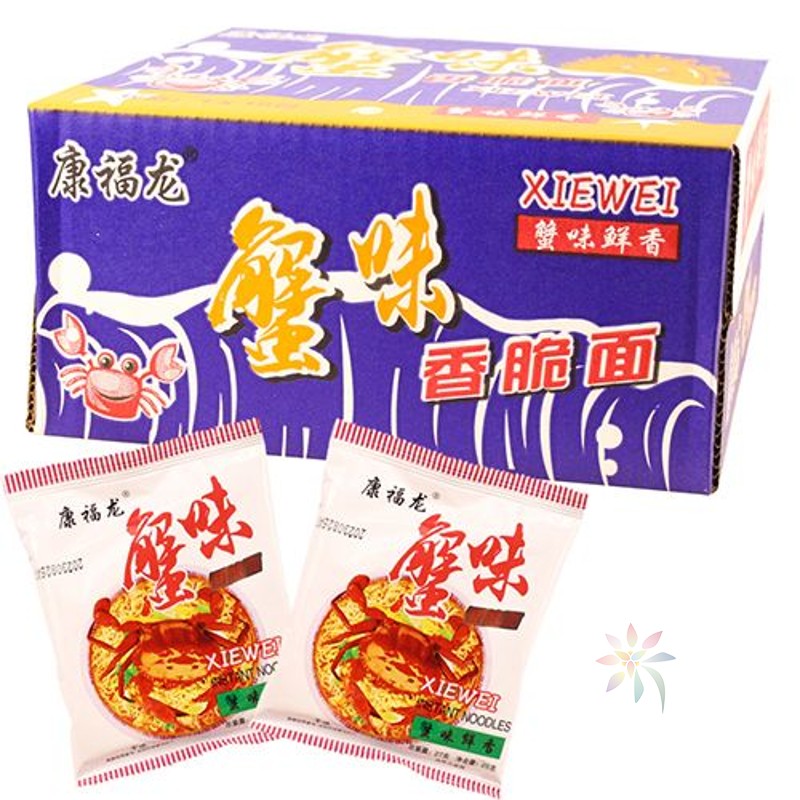 康福龙蟹黄干脆面整箱18袋干吃面单层休闲零食方便面/0lb蔬菜组合