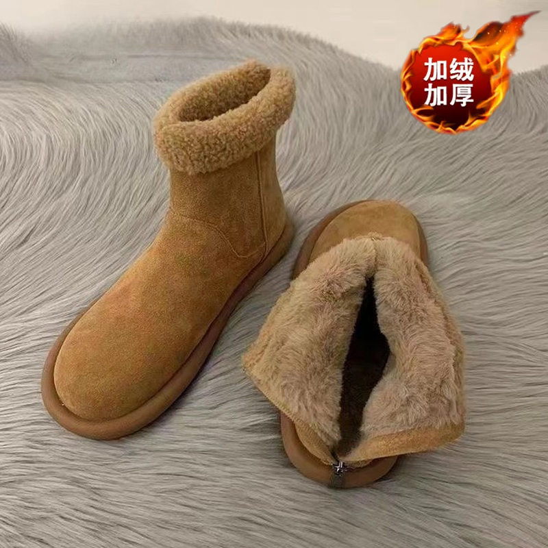 回力特价2023秋冬复古保暖棉鞋女高级感内里绒毛后拉链高帮雪地靴