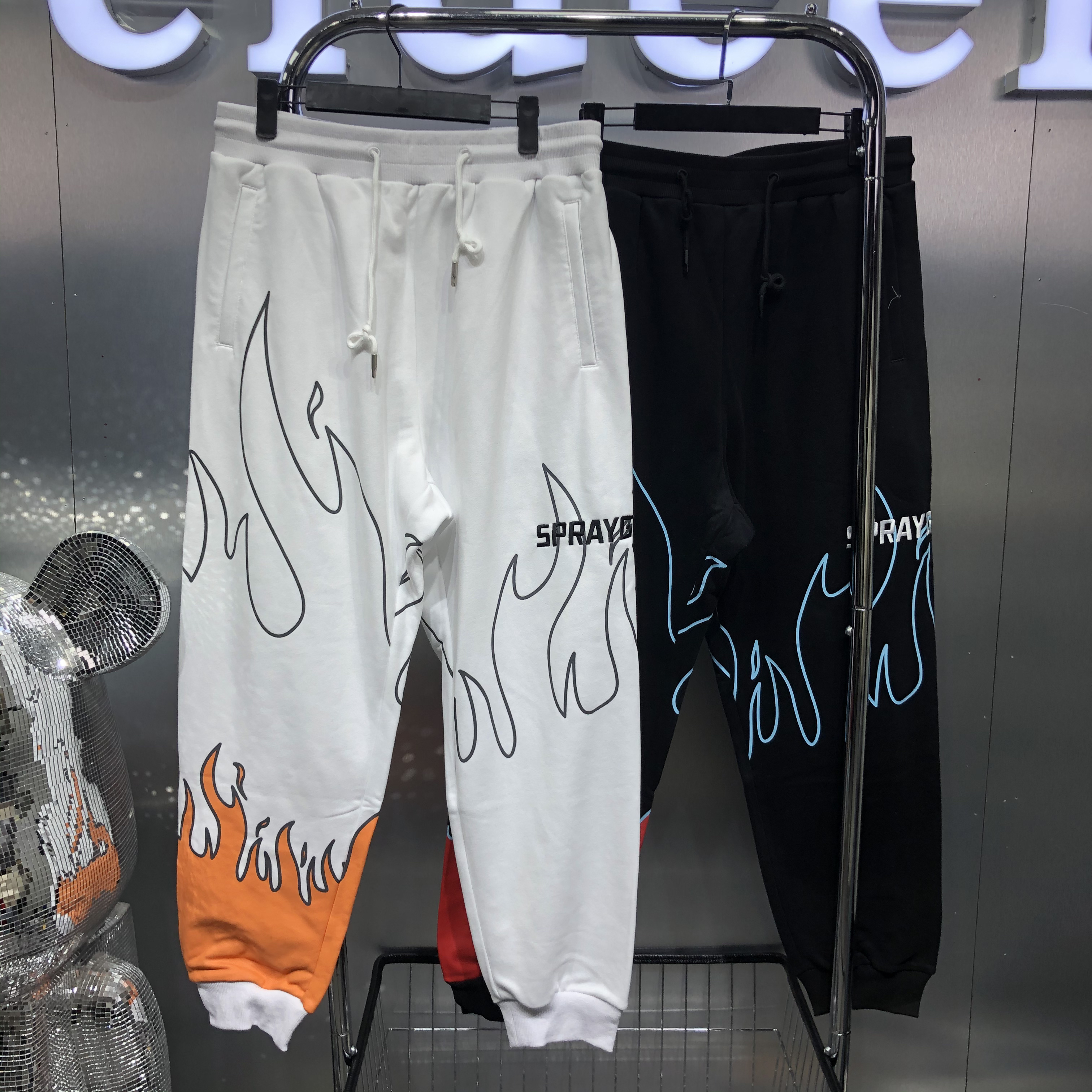 <鲨鱼A5>113002情侣同款休闲火焰卫裤