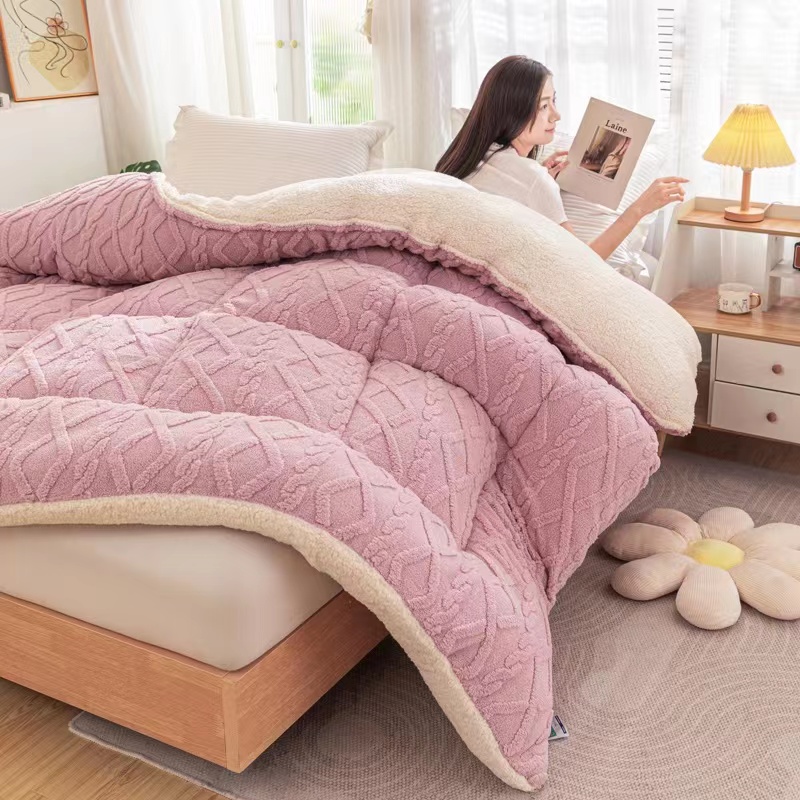 【羊羊】加厚保暖塔芙绒➕羊羔绒冬被yb