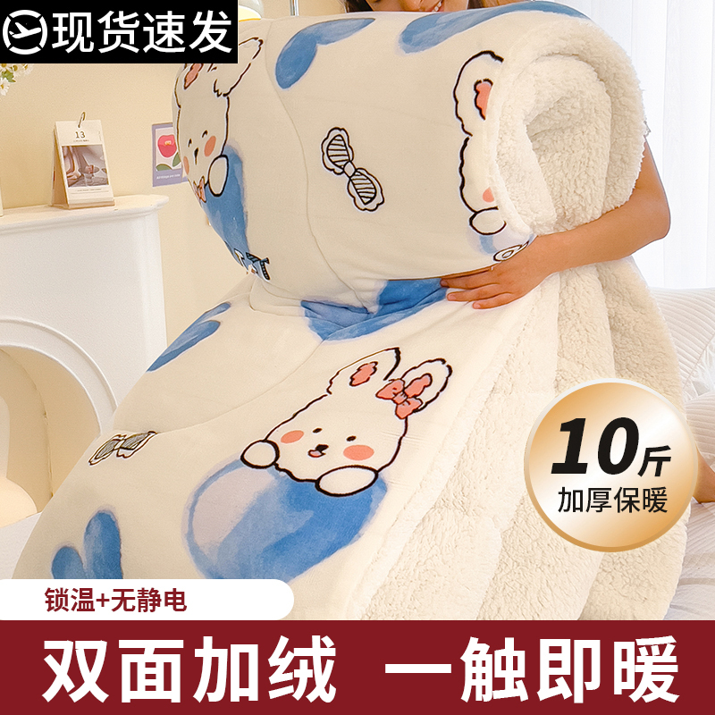 羊羔绒被子冬被学生加厚10斤棉被芯被褥双面绒牛奶绒保暖加绒被子
