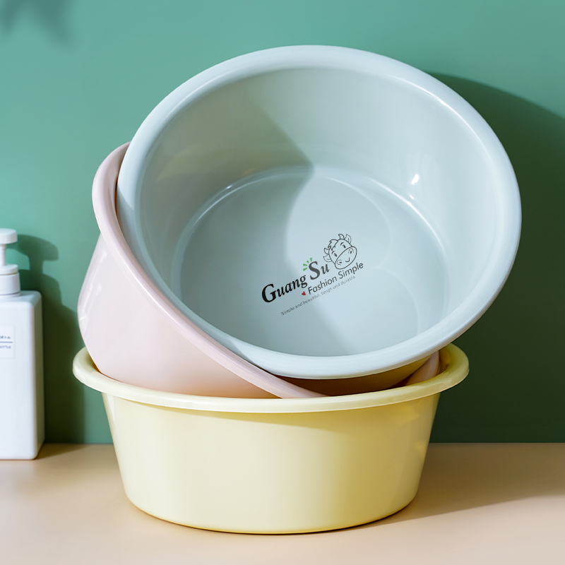 【加深设计三件套】圆形加厚塑料家用洗脸盆婴儿盆洗衣盆洗脚盆子