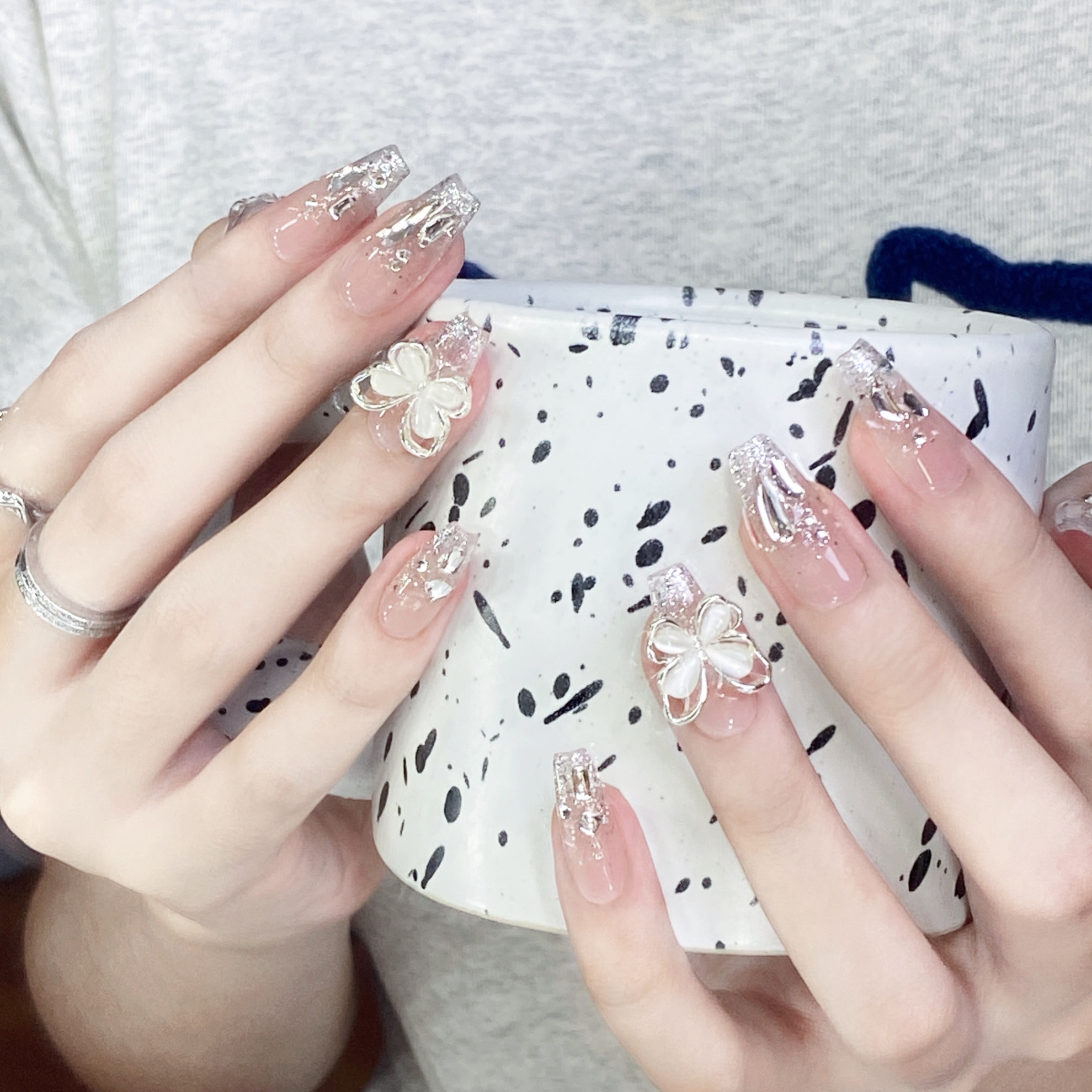 【星辰之翼】冬日轻奢纯手工定制美甲显白气质指甲美少女冰透穿戴甲