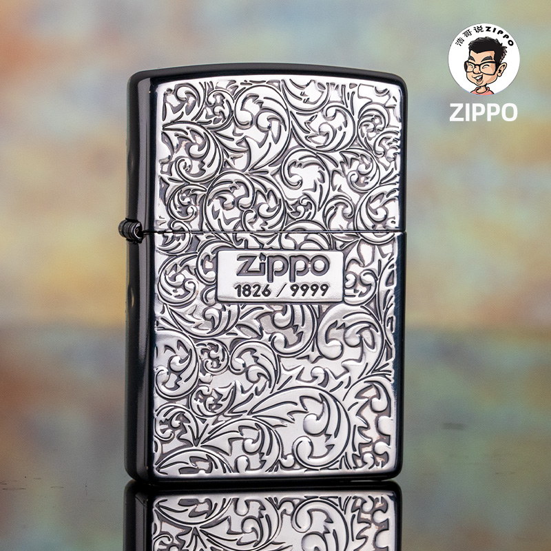 ZIPPO双面古银小叶唐草中标DIY男士个性煤油防风打火机送男友好礼