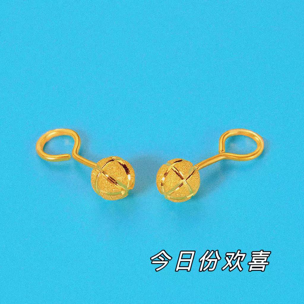 铜合金耳饰 精品女款时尚饰品女士高定制磨砂圆珠星球弯钩耳钉