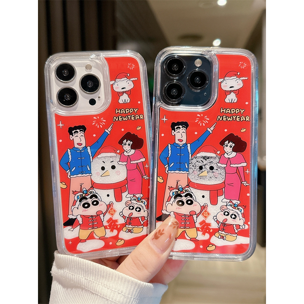 新年卡通小新iphone15promax手机壳苹果13新款14流沙11/12个性xr