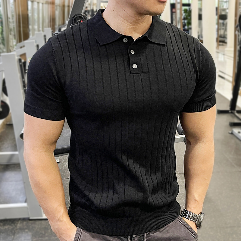 男士夏季运动休闲polo翻领短袖弹力时尚百搭薄款纯色简约T恤上衣