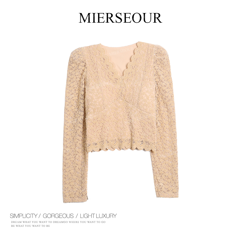 MIERSEOUR 【 精致女神】冬季新款性感蕾加厚内搭上衣1835277
