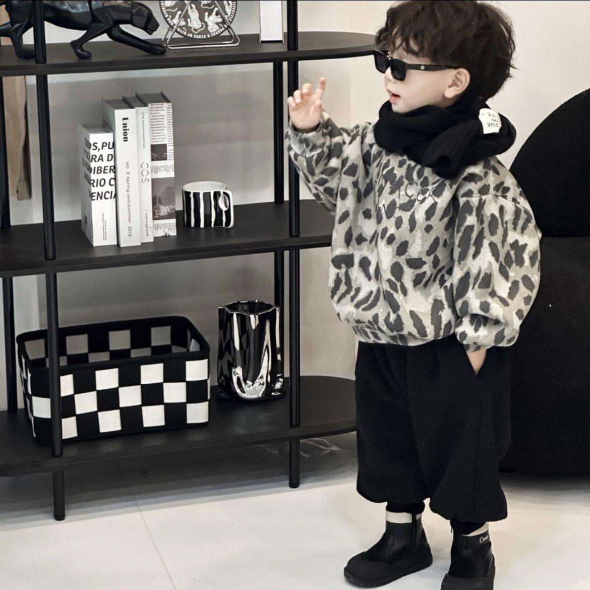 2023洋气男童加绒卫衣冬季本命年儿童卫衣爆款衣服潮款加绒款婴儿