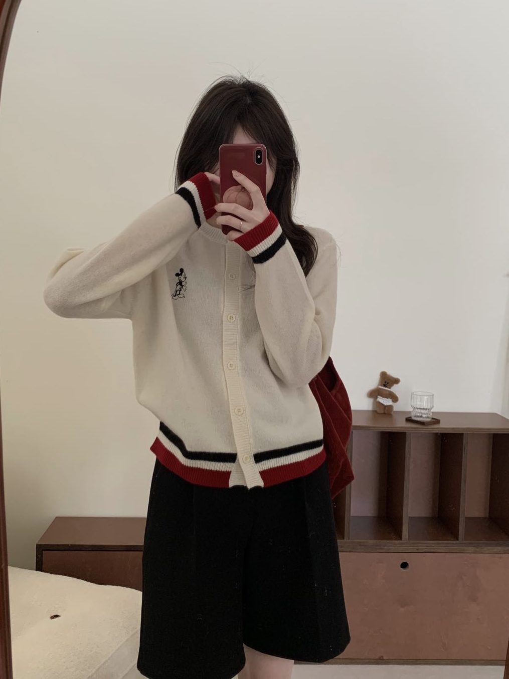 韩系圆领卡通提花百搭针织开衫女欧洲站2023冬季新款可爱减龄上衣