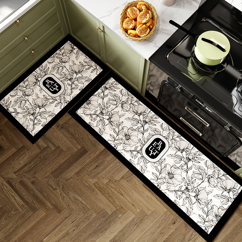 轻奢复古厨房地垫套装家用地垫吸水隔油踩脚防滑耐脏地垫进门脚垫