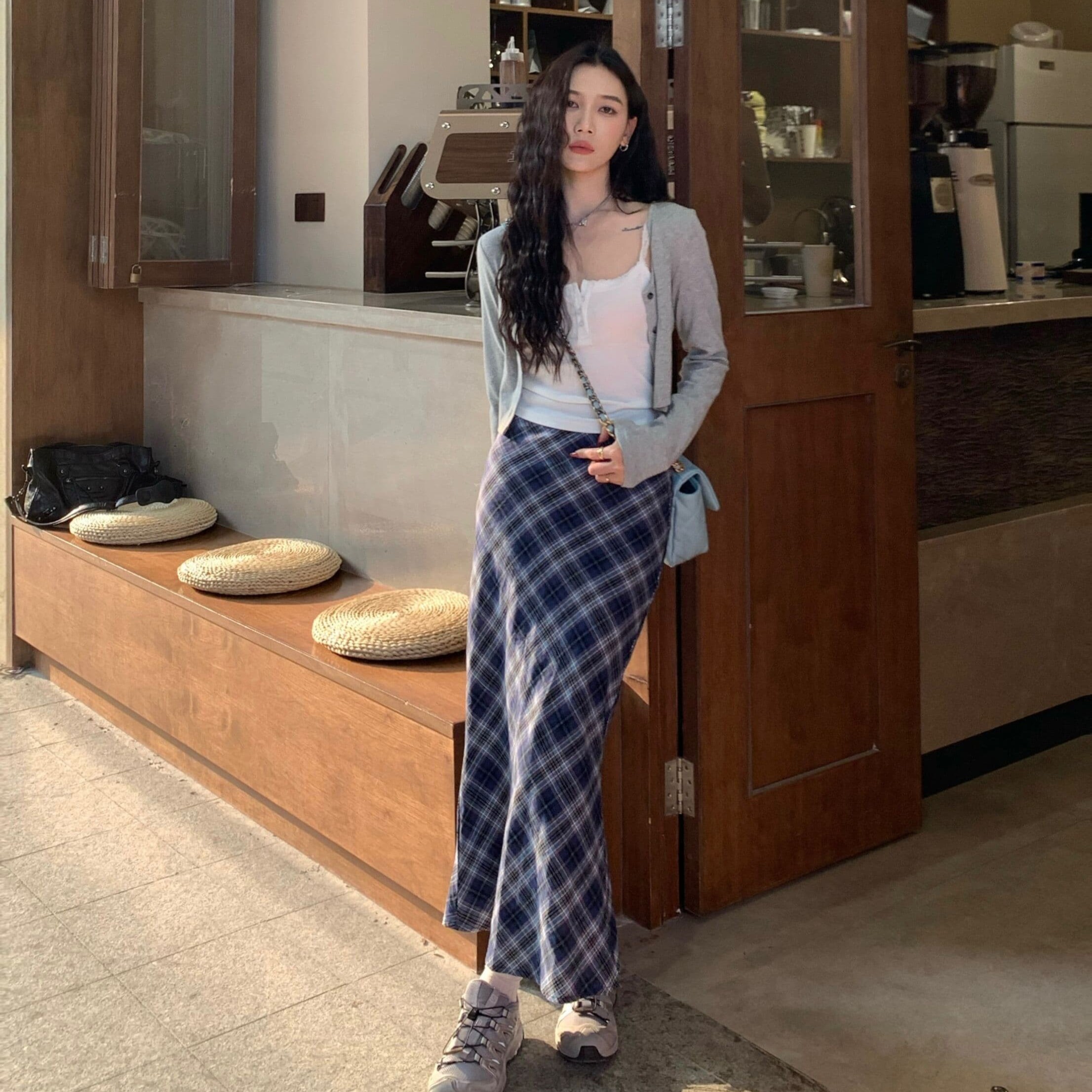 70不是七十【薇拉少女】吊带背心百搭长袖开衫开叉鱼尾半身裙