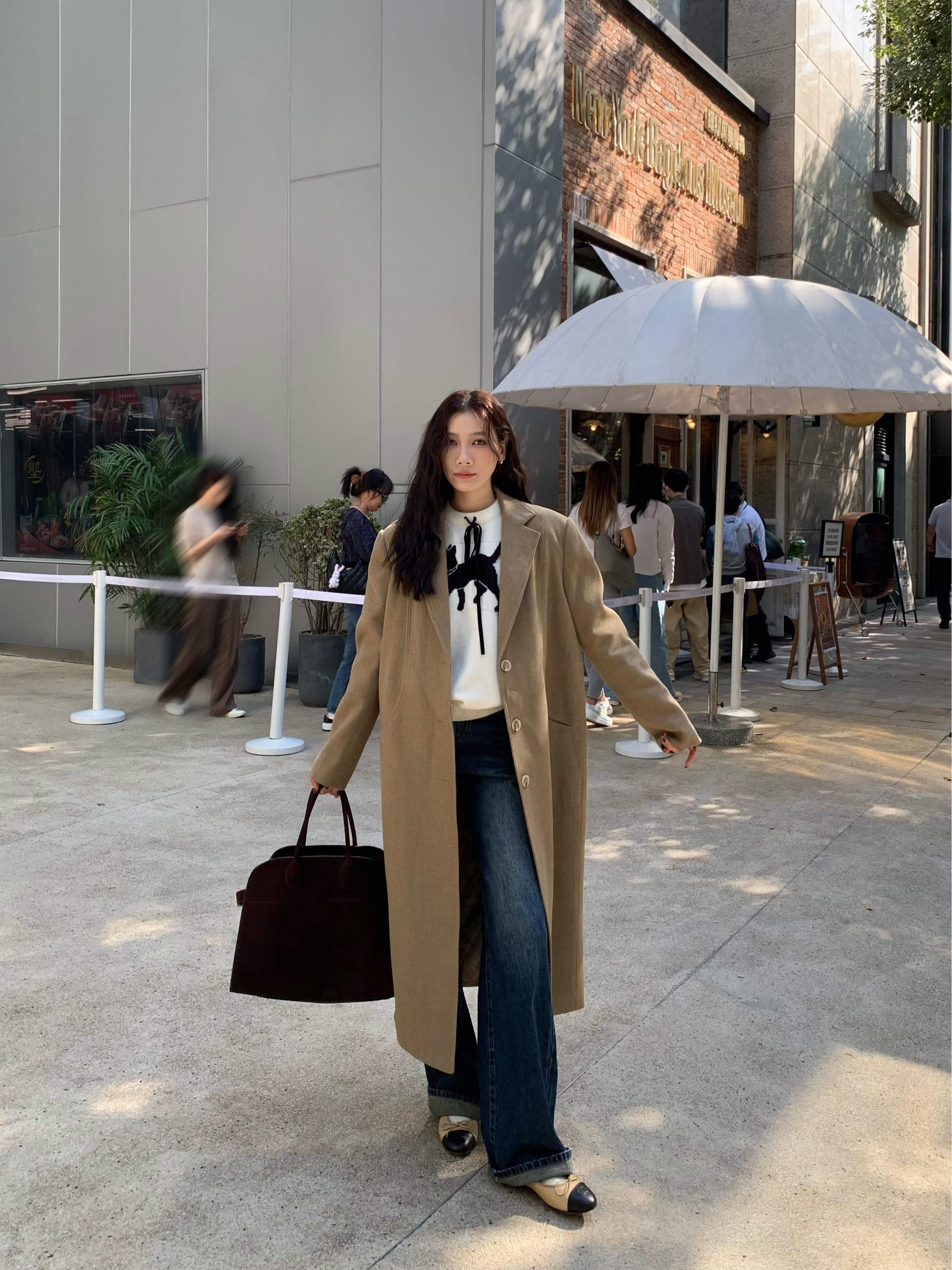 70不是七十【纽约美术馆】秋冬保暖纹理高级感挖袋宽松长款大衣外套