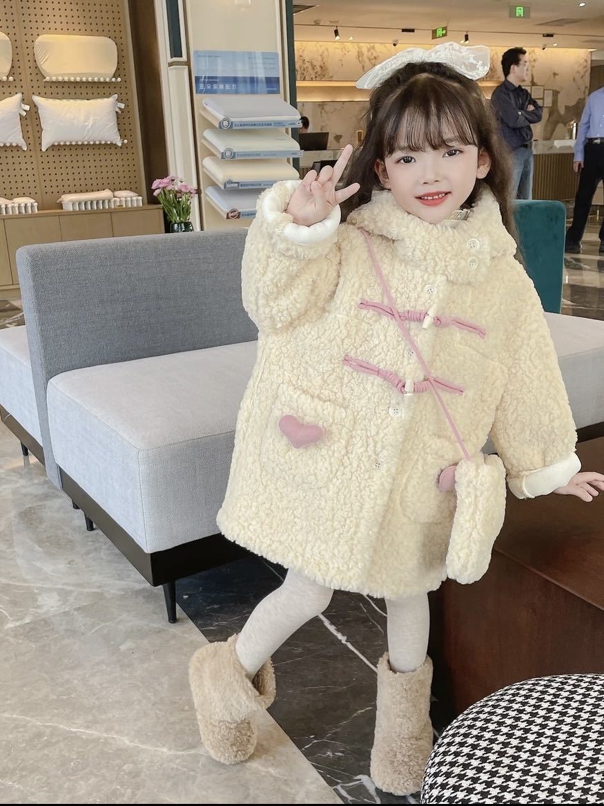 女童毛毛衣外套秋冬2023新款羊羔绒大衣儿童装冬季加厚小女孩衣服